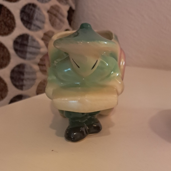 Vintage Set Shawnee Pottery Planter Asian Man Rickshaw Cart #539 USA Ceramic - Picture 12 of 13